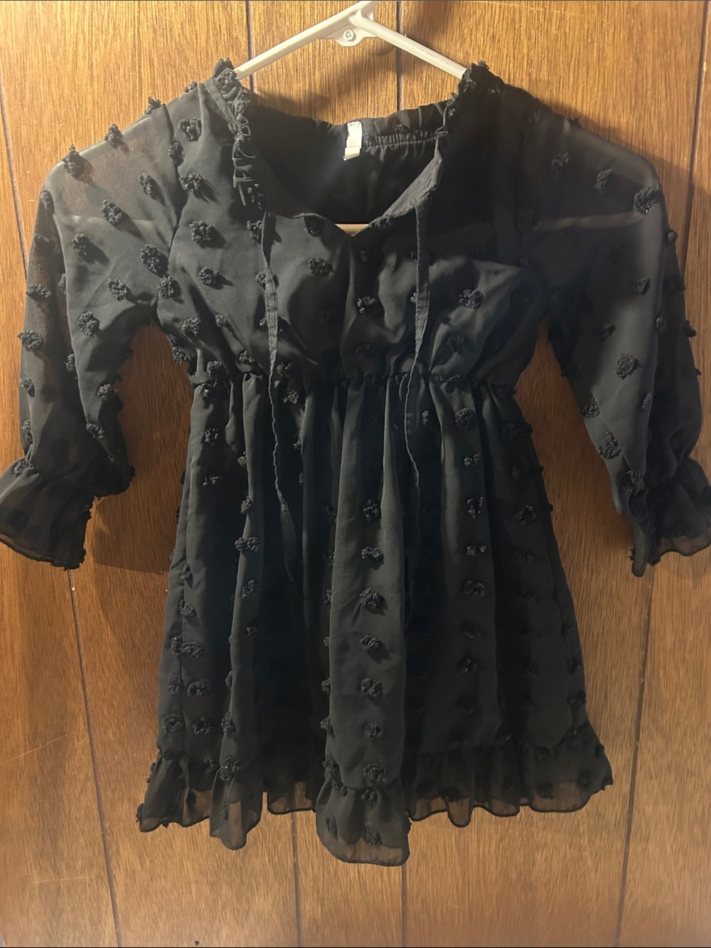 3/$25 Kids Black Ruffle Dot Chiffon Dress